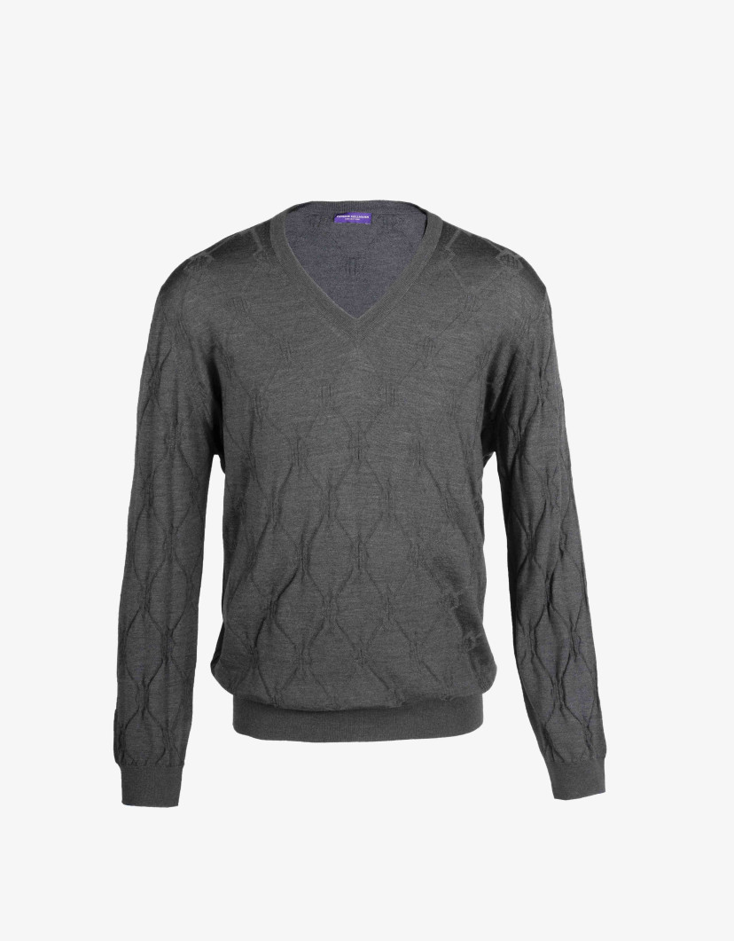 Patrick Hellmann Collection Grey V-Neck Pullover  image